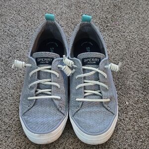 Sperry Gray and White Top-Siders - Size 7.5